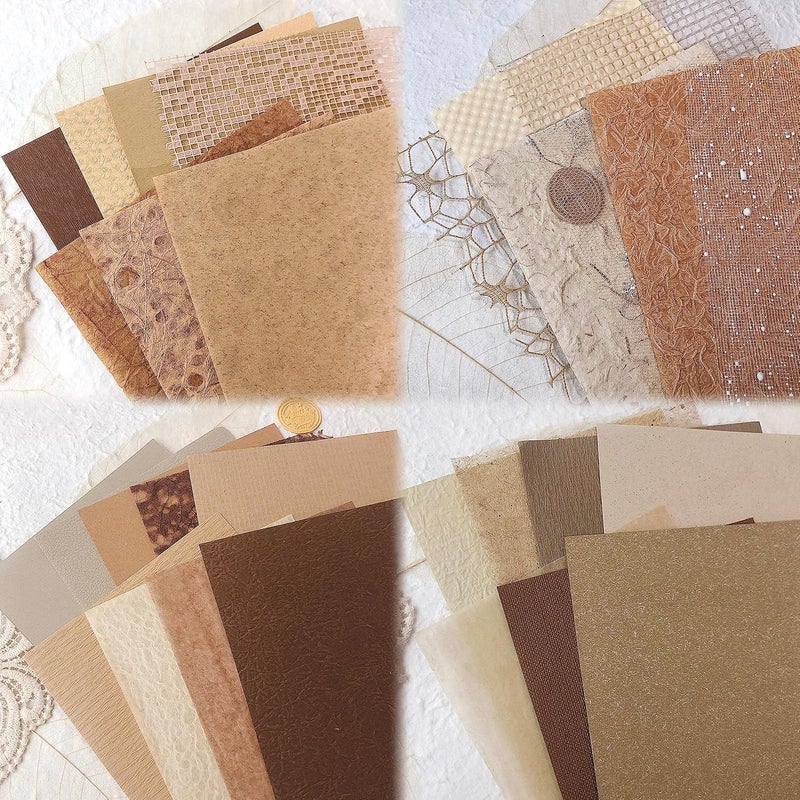 Aromoty 30Pcs Unique Handmade Textured Scrapbook Paper&Mesh Fabric set - A5 sheet Craft Mulberry Special Rice Paper Mix for Scrapbooking Junk Journaling Supplies Card Collage DIY Materials, 5.8x8.2 inches - Image 3